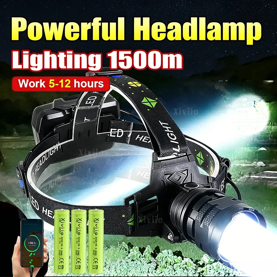 Ultra Powerful LED Headlamp Super Bright Rechargeable Headlight Long Range 1500m Head Flashlight Fishing Head Torch
Ultra Powerful LED Headlamp Super Bright Rechargeable Headlight Long Range 1500m Head Flashlight Fishing Head Torch