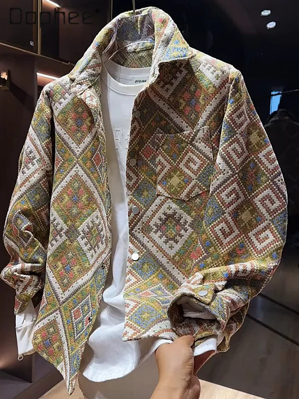 Spring and Autumn New Woven Jacquard Casual Long Sleeve Black Jacket for Men Loose Fashion Green Turn-down Collar Padded Jacket
Spring and Autumn New Woven Jacquard Casual Long Sleeve Black Jacket for Men Loose Fashion Green Turn-down Collar Padded Jacket