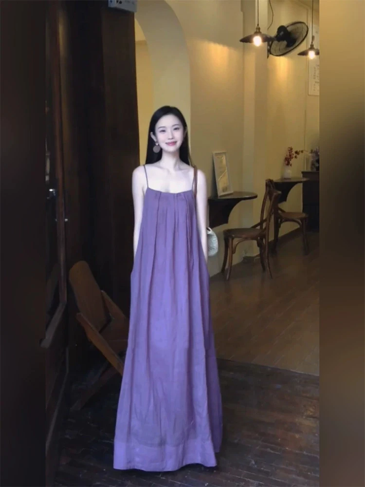 XZY French Style Loose Fit Purple Strap Dress Women's plus Size Summer Casual Holiday Gown Backless A-Line Long Dress
XZY French Style Loose Fit Purple Strap Dress Women's plus Size Summer Casual Holiday Gown Backless A-Line Long Dress