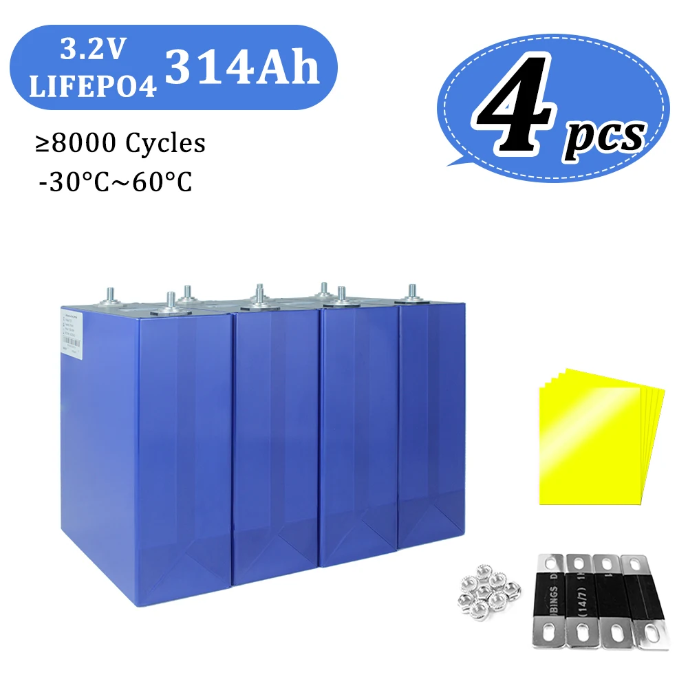 Аккумуляторы EVE MB31 (США, 4 шт.), LiFePO4, 3.2В, 314Ач, 8000+ циклов, класс А, для DIY-боксов, доставка DDP в США за 5-10 дней
Аккумуляторы EVE MB31 (США, 4 шт.), LiFePO4, 3.2В, 314Ач, 8000+ циклов, класс А, для DIY-боксов, доставка DDP в США за 5-10 дней