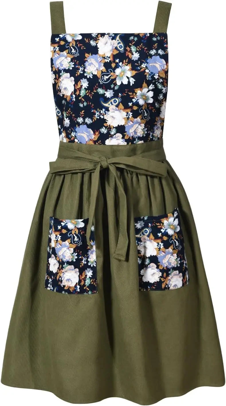 Vintage Pinafore Apron Dress for Women with Pockets, Floral Chef Apron for Kitchen Cooking Baking Gardening
Vintage Pinafore Apron Dress for Women with Pockets, Floral Chef Apron for Kitchen Cooking Baking Gardening