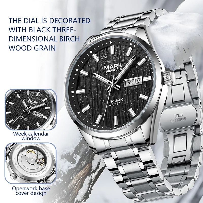 Mark Fairwhale 6015 Men's Automatic Mechanical Watch - Waterproof Luminous Business Calendar Feature
Mark Fairwhale 6015 Men's Automatic Mechanical Watch - Waterproof Luminous Business Calendar Feature