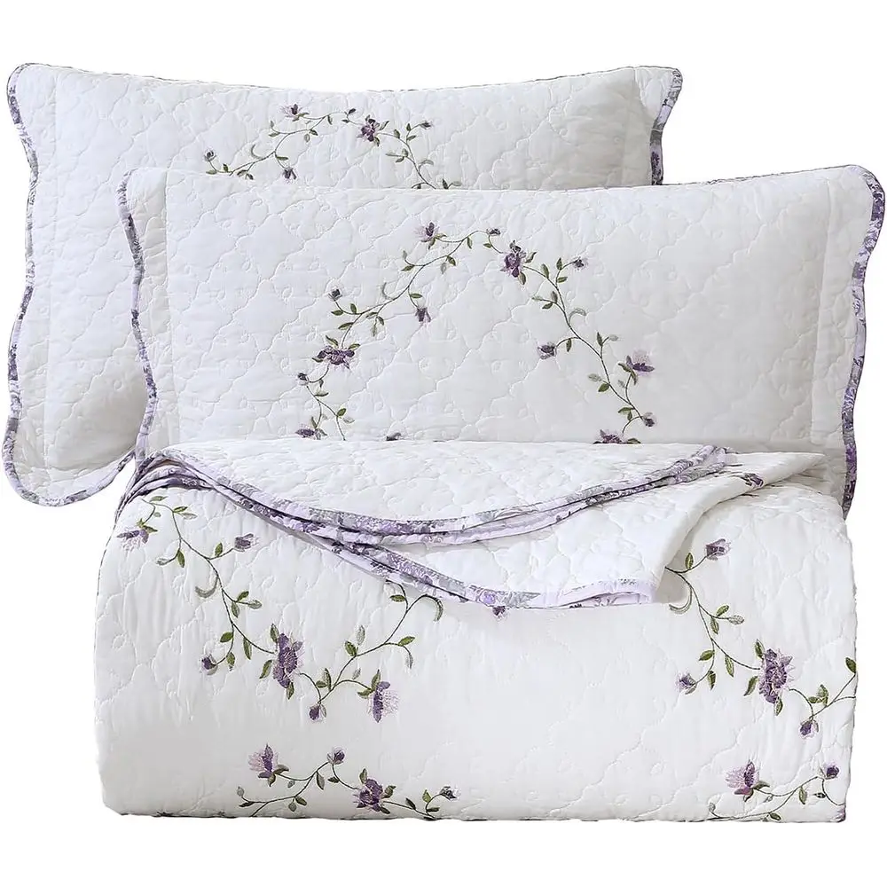 Elegant Embroidered Cotton Bedspread Coverlet Set, Reversible Patchwork, 1 Quilt & 2 Pillow Shams, Oversize Queen
Elegant Embroidered Cotton Bedspread Coverlet Set, Reversible Patchwork, 1 Quilt & 2 Pillow Shams, Oversize Queen