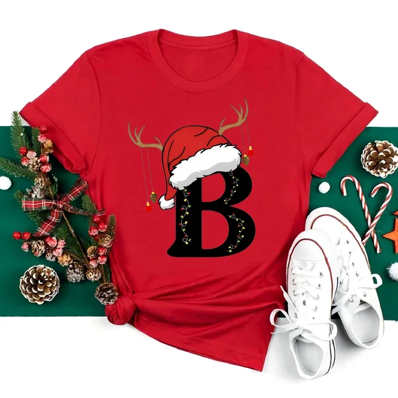 New 26 A~Z Christmas Alphabet T Shirt Women Casual Fashion T-shirt Short Sleeve Christmas Party Aesthetics Red T-shirts Tops
New 26 A~Z Christmas Alphabet T Shirt Women Casual Fashion T-shirt Short Sleeve Christmas Party Aesthetics Red T-shirts Tops