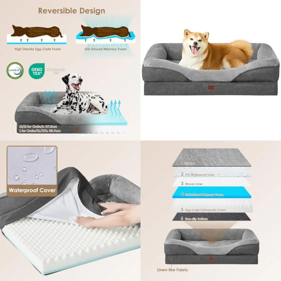 Orthopedic Dog Bed for Large Sized Dog, Inch Large Memory Foam Dog Couch Bed with Sides, Waterproof Liner Washable Removable Co
Orthopedic Dog Bed for Large Sized Dog, Inch Large Memory Foam Dog Couch Bed with Sides, Waterproof Liner Washable Removable Co