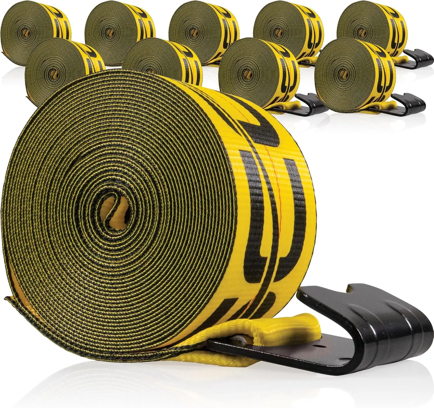 Winch Straps 4 x 30 10 Pack 5 400 LBS WLL Flatbed Tie Downs with Flat Hooks Yellow
Winch Straps 4 x 30 10 Pack 5 400 LBS WLL Flatbed Tie Downs with Flat Hooks Yellow