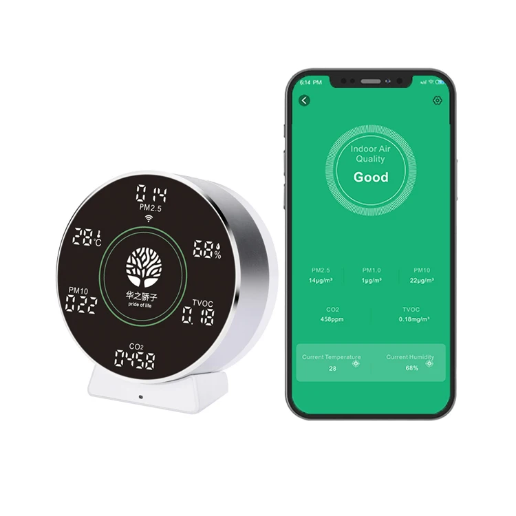 Умный монитор качества воздуха Tuya WiFi 7 в 1, PM2,5, Co2 TVoc для мониторинга дома
Умный монитор качества воздуха Tuya WiFi 7 в 1, PM2,5, Co2 TVoc для мониторинга дома