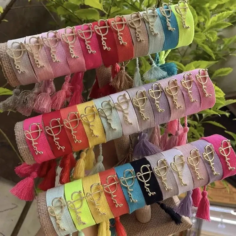 5Pcs Gold Letter Cotton Fabric Charm Adjustable Tassel Rope Bangle Braided Friendship Bracelets for Women Girls Jewellery
5Pcs Gold Letter Cotton Fabric Charm Adjustable Tassel Rope Bangle Braided Friendship Bracelets for Women Girls Jewellery