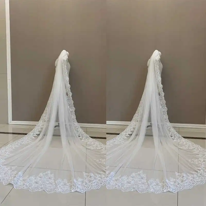 Romantic Sequins Appliques Bridal Veils One Layer Long Cathedral Length Wedding Veils Customized Velo De Novia
Romantic Sequins Appliques Bridal Veils One Layer Long Cathedral Length Wedding Veils Customized Velo De Novia