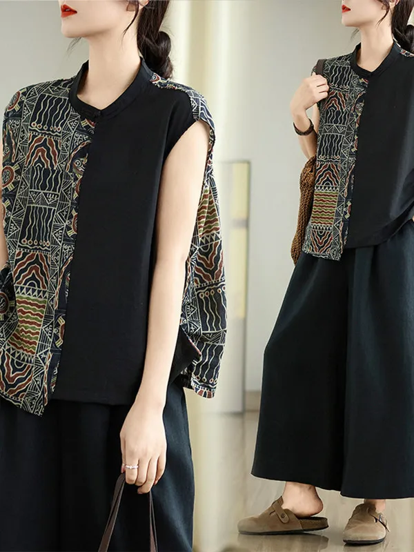 Retro round Neck Pullover Sleeveless Breathable Printed Shirt Loose Summer Style Women's Casual Fashion Inner Wear Top
Retro round Neck Pullover Sleeveless Breathable Printed Shirt Loose Summer Style Women's Casual Fashion Inner Wear Top