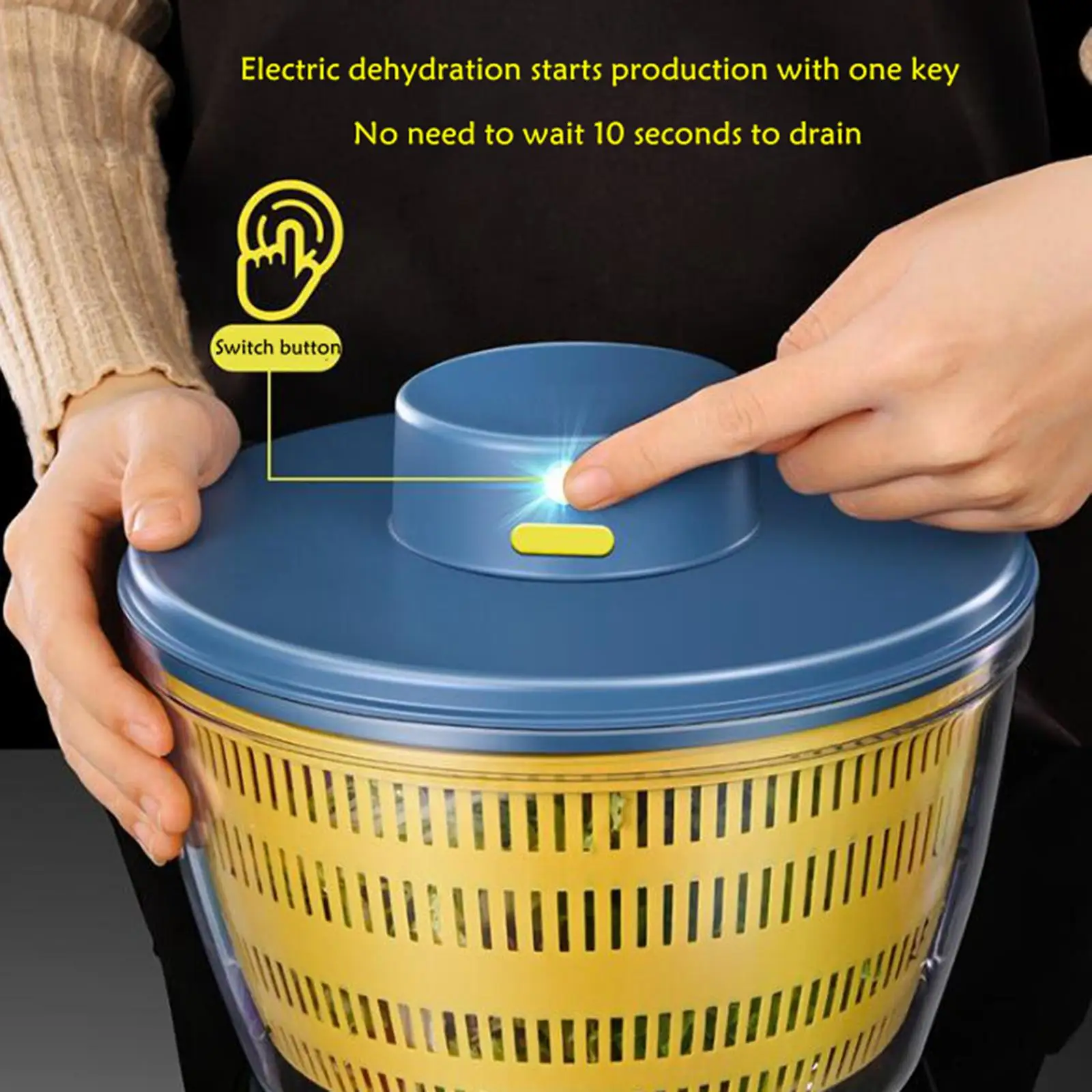 Rechargeable Electric Salad Spinner Automatic Washing System Large Capacity
Rechargeable Electric Salad Spinner Automatic Washing System Large Capacity