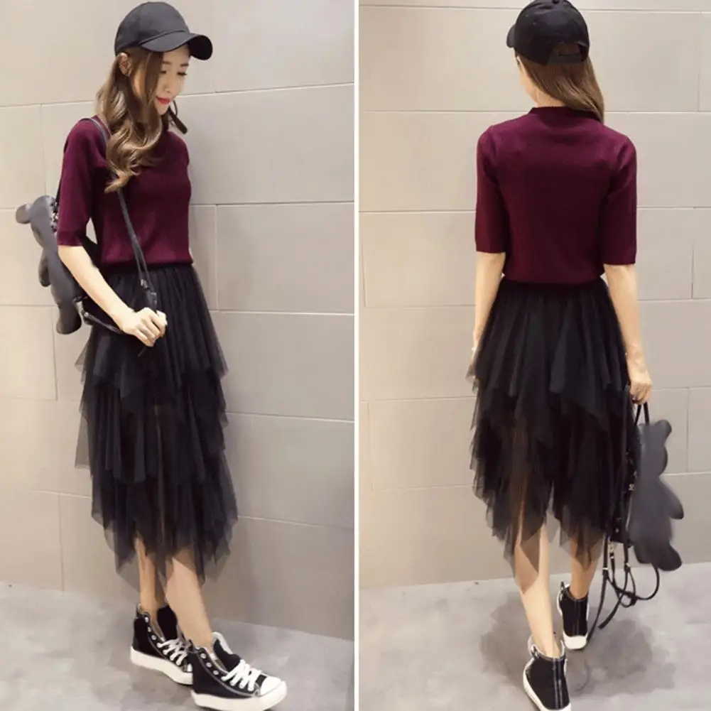Elastic Waist Tulle Skirt Elegant Women's High Waist Tulle Skirt with Irregular Mesh Hem Tiered Mesh Yarn Long Skirt Streetwear
Elastic Waist Tulle Skirt Elegant Women's High Waist Tulle Skirt with Irregular Mesh Hem Tiered Mesh Yarn Long Skirt Streetwear