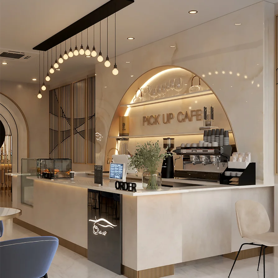 Customized Coffee Shop Interior Decoration Accessories Coffe Kiosk Simple High Grade Bar Counter Design Coffee Shop Counters
Customized Coffee Shop Interior Decoration Accessories Coffe Kiosk Simple High Grade Bar Counter Design Coffee Shop Counters