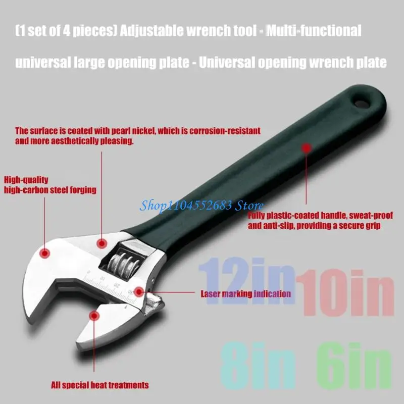 Y6GD 6/8/10/12inch Adjustable Wrench Professional Shifters Spanner with Wide Calibers Opening for Household
Y6GD 6/8/10/12inch Adjustable Wrench Professional Shifters Spanner with Wide Calibers Opening for Household