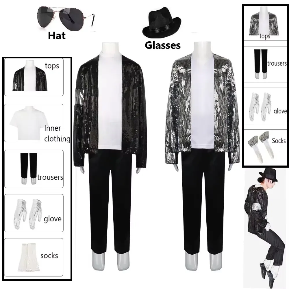 Adult Kids Michael Jackson Costume Cosplay Dance Star Halloween Party Superstar Singer Boys 80s 90s Hip Hop Stage Outfits
Adult Kids Michael Jackson Costume Cosplay Dance Star Halloween Party Superstar Singer Boys 80s 90s Hip Hop Stage Outfits