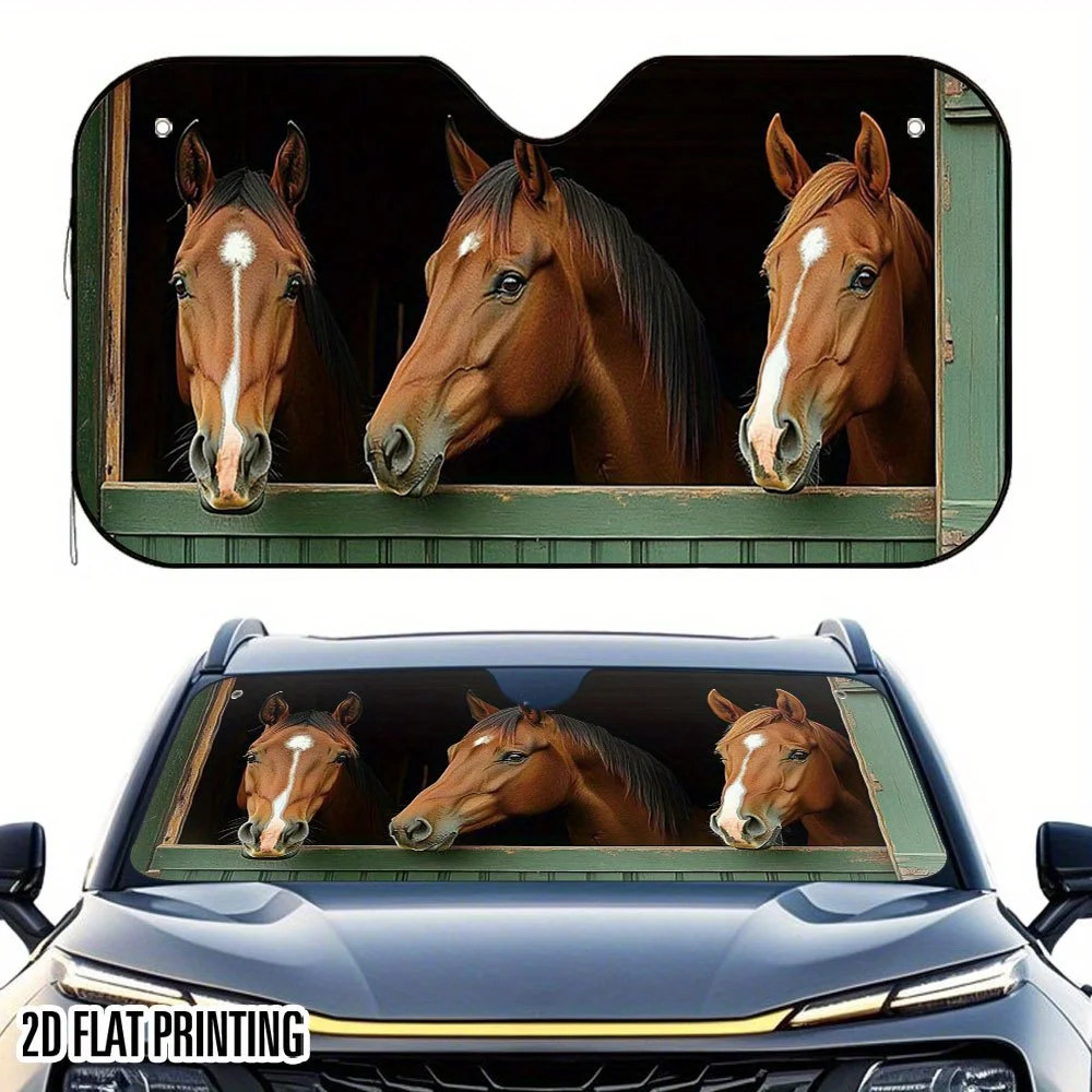 1pc 2D Flat Stable Three Horse Friends Print Car Sunshade with 4 Suction Cups – Foldable Design for Easy Storage
1pc 2D Flat Stable Three Horse Friends Print Car Sunshade with 4 Suction Cups – Foldable Design for Easy Storage