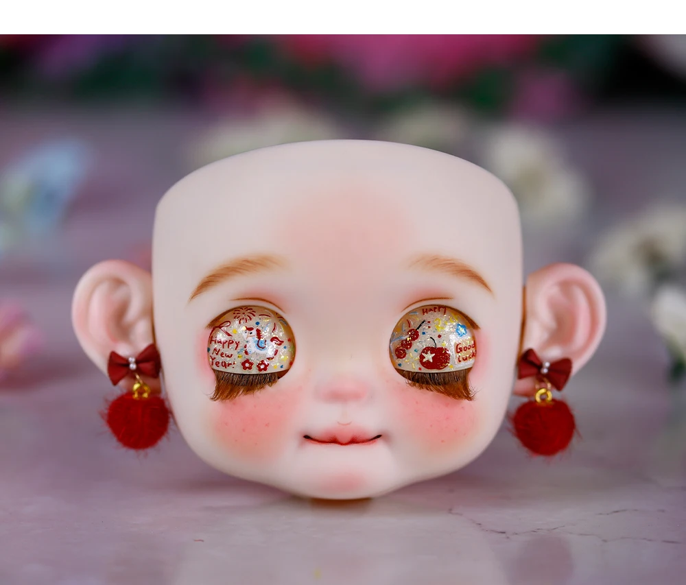 Custom Neo Blythe Doll Faceplate with Hand-Painted Makeup & Pull String 12 Custom Neo Blythe Doll Faceplate with Hand-Painted Makeup & Pull String 12