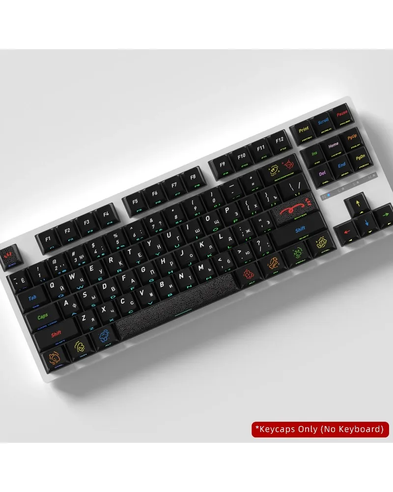 Vibrant Graffiti 2.0 Russian Keycaps Original Profile Sublimation Side Engraved Mechanical Keyboard Set