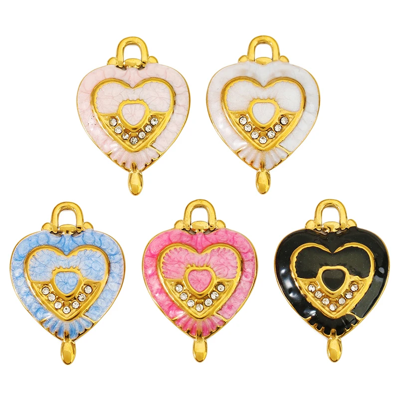 2pcs Stainless Steel Enamel Zircon Love Heart Charms for DIY Necklace Pendant Bracelet Earring Luxury Jewelry Making Accessories
2pcs Stainless Steel Enamel Zircon Love Heart Charms for DIY Necklace Pendant Bracelet Earring Luxury Jewelry Making Accessories