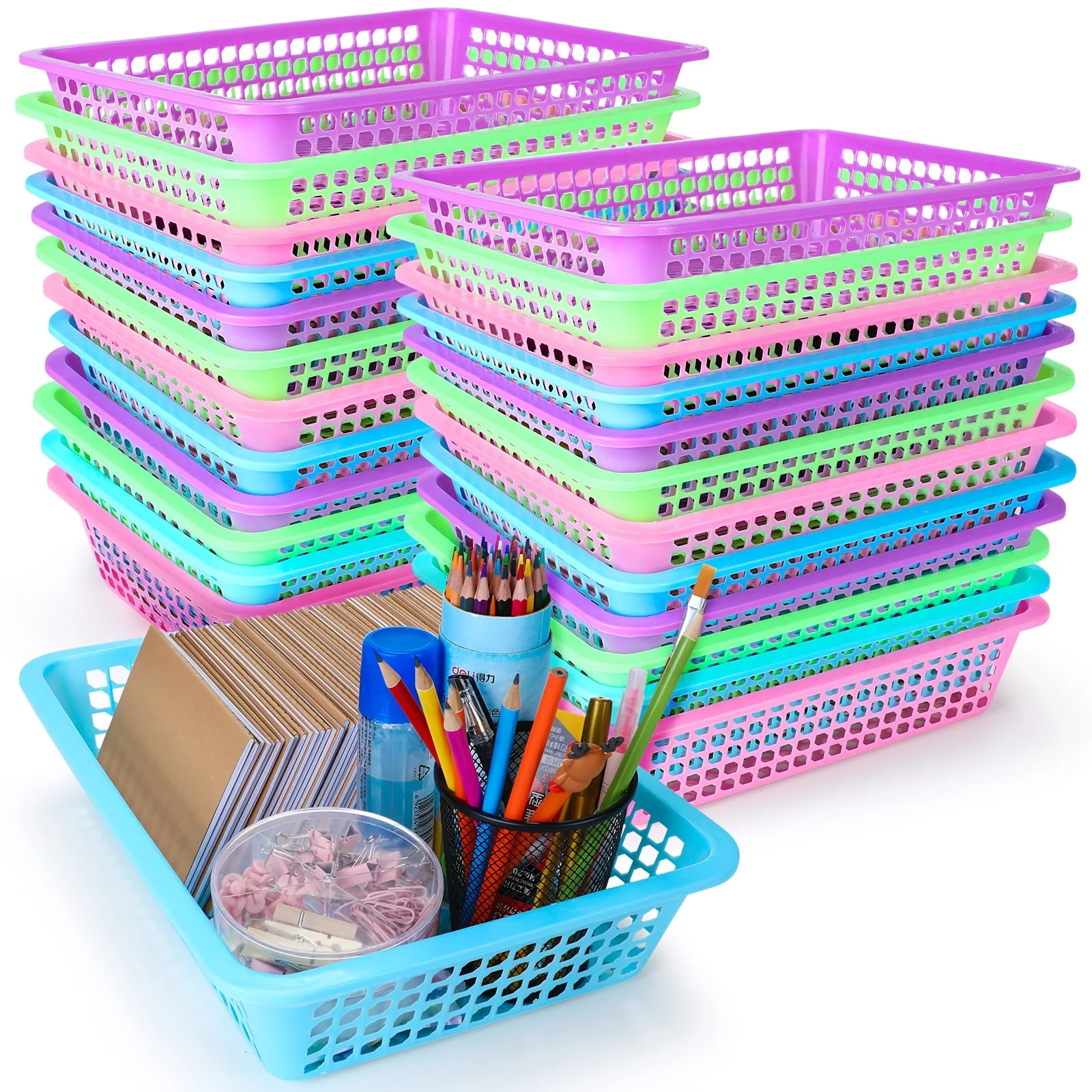 Set of 16 Paper Storage Baskets Measuring 13.5 by 10 by 3 Inches, Made of Colorful Plastic Mesh, Perfect for Organizing
Set of 16 Paper Storage Baskets Measuring 13.5 by 10 by 3 Inches, Made of Colorful Plastic Mesh, Perfect for Organizing