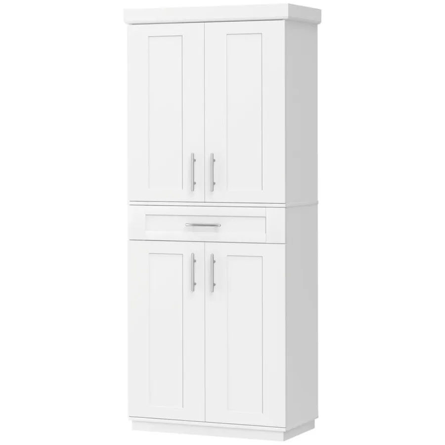 Modern Kitchen Pantry Freestanding Cabinet Cupboard with Doors and Drawer, Adjustable Shelving, White
Modern Kitchen Pantry Freestanding Cabinet Cupboard with Doors and Drawer, Adjustable Shelving, White