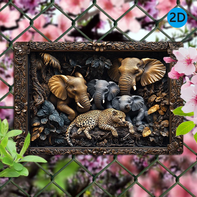 Timeless Elegance, Vintage Elephant & Leopard Jungle Scene Aluminum Wall Art, Metal Tin Sign for Living Room, Farmhouse Decor
Timeless Elegance, Vintage Elephant & Leopard Jungle Scene Aluminum Wall Art, Metal Tin Sign for Living Room, Farmhouse Decor