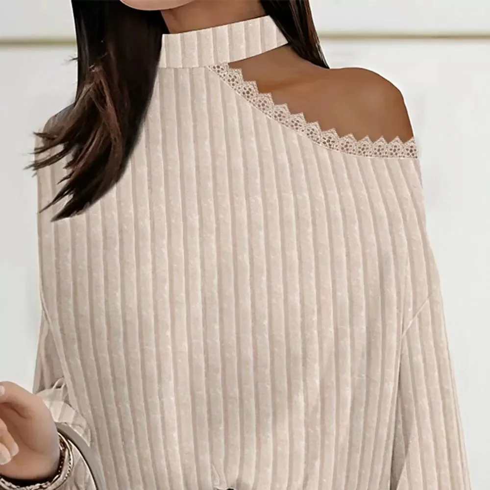 Shirts for Women Spring Cold Shoulder Hanging Casual Neck Cold Shoulder Lantern Sleeve Loose Solid Striped Lace Pullover Top
Shirts for Women Spring Cold Shoulder Hanging Casual Neck Cold Shoulder Lantern Sleeve Loose Solid Striped Lace Pullover Top