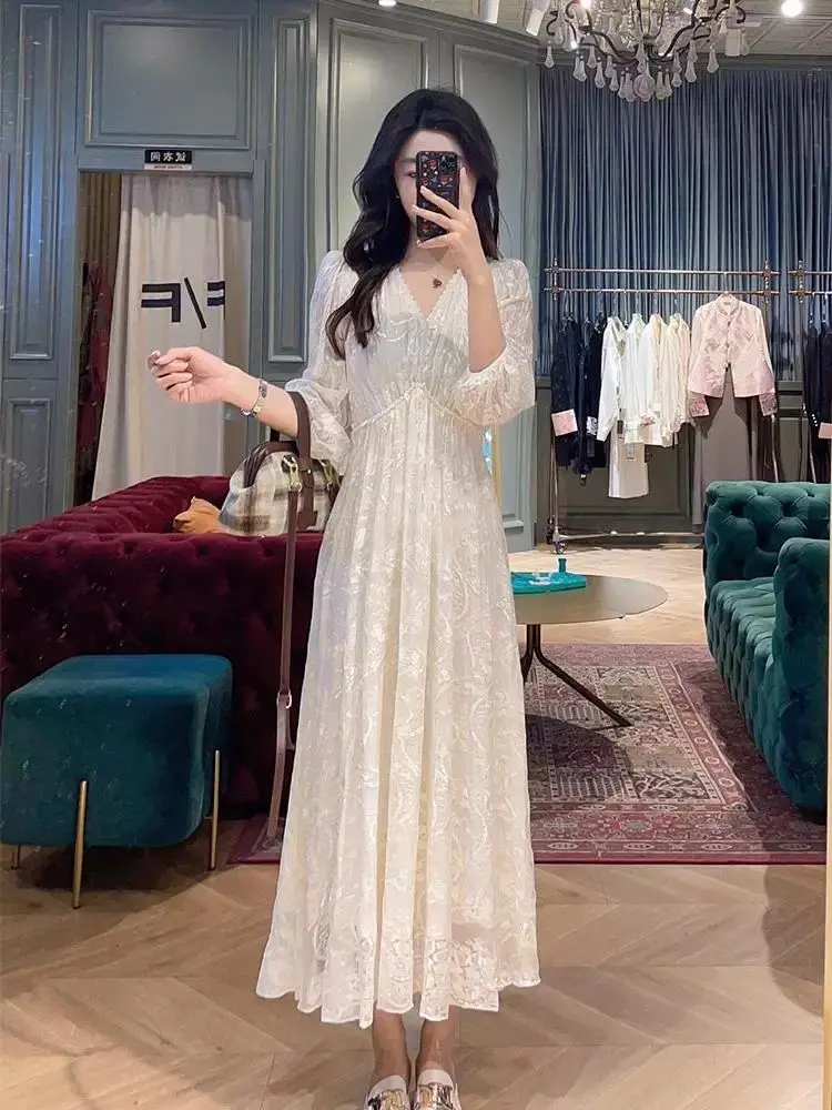 French Spring/Summer Fashion Party Dress Vintage Puff Sleeve Mid-length Dress for Women V Neck Elegant Fairy Wedding Dress Robe
French Spring/Summer Fashion Party Dress Vintage Puff Sleeve Mid-length Dress for Women V Neck Elegant Fairy Wedding Dress Robe