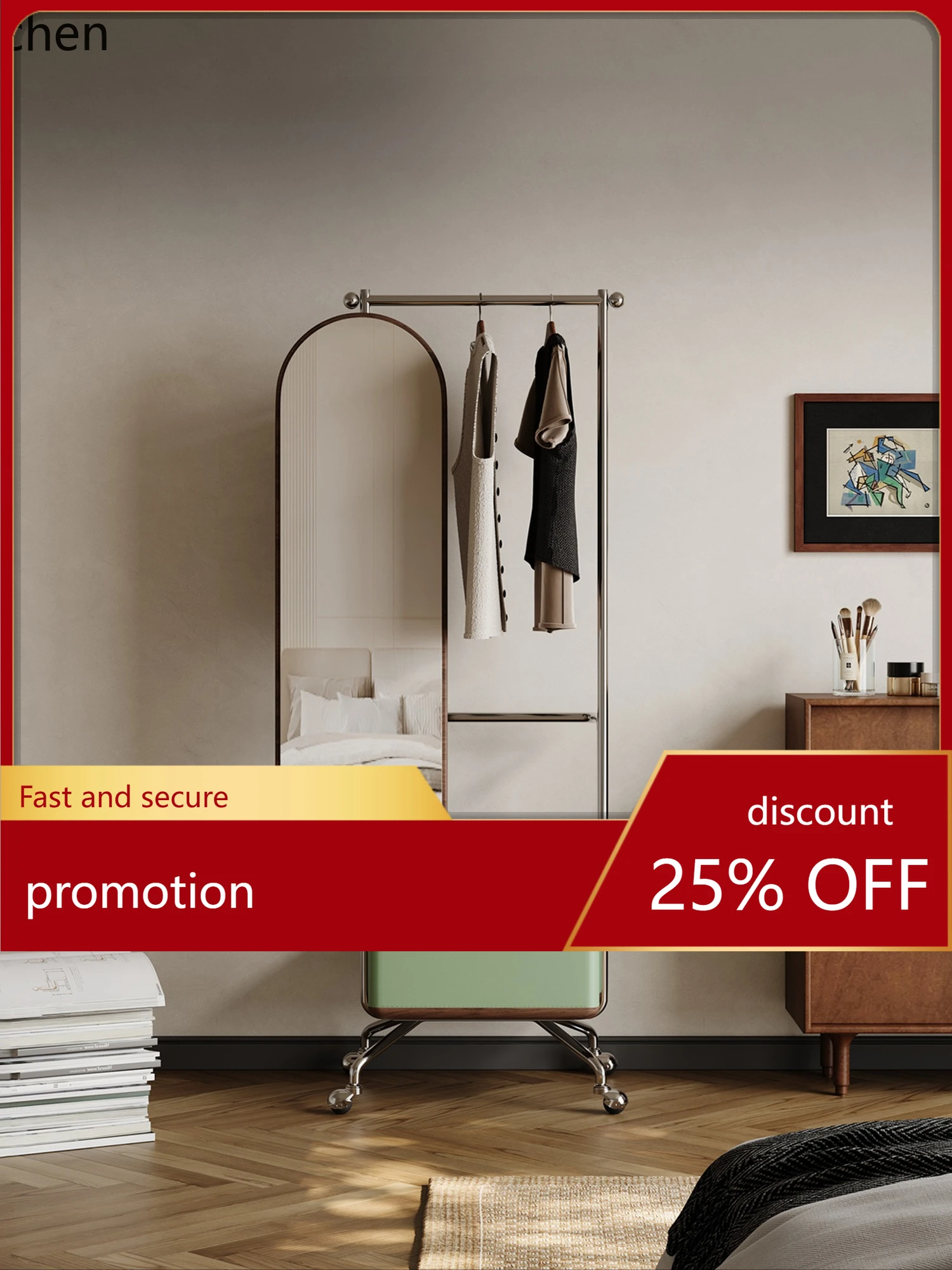 LXC Coat Rack with Full-Length Mirror, Integrated Saddle Leather, Stainless Steel, Movable Floor-Standing Household Clothes Rack
LXC Coat Rack with Full-Length Mirror, Integrated Saddle Leather, Stainless Steel, Movable Floor-Standing Household Clothes Rack
