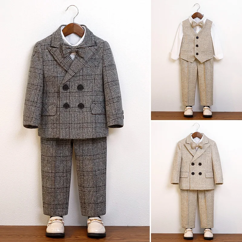 Boys Suit For Wedding Party Kids Jacket Vest Pants Bowtie 4PCS Ceremony Tuxedo Dress Children Photograph Performance Costume
Boys Suit For Wedding Party Kids Jacket Vest Pants Bowtie 4PCS Ceremony Tuxedo Dress Children Photograph Performance Costume