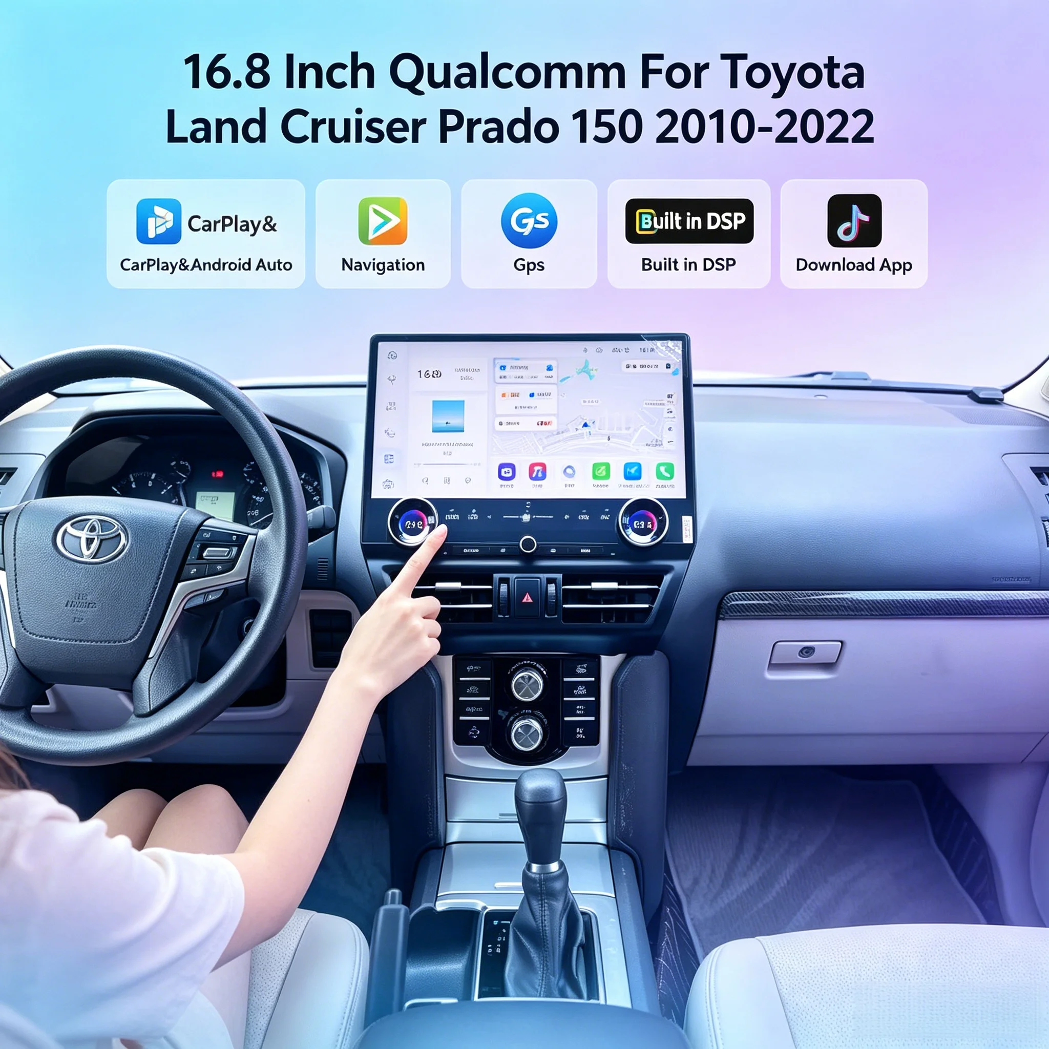 16.8 inch Qualcomm Android 13 Car Radio Head Unit For Toyota Land Cruiser Prado 150 2010 2011 2012-2022 Wireless Carplay GPS
16.8 inch Qualcomm Android 13 Car Radio Head Unit For Toyota Land Cruiser Prado 150 2010 2011 2012-2022 Wireless Carplay GPS