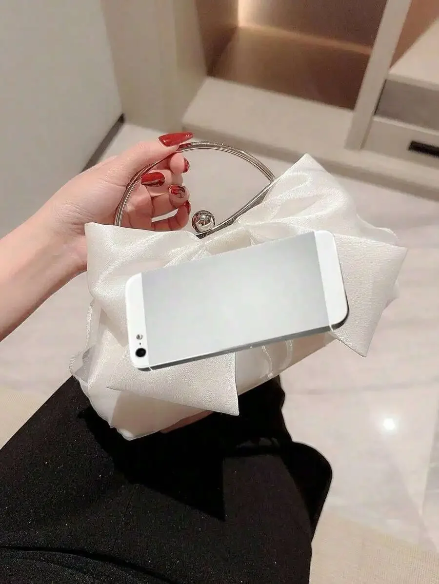 Elegant White Bow Clutch Bag With Rhinestone Decoration For Evening Party Wedding
Elegant White Bow Clutch Bag With Rhinestone Decoration For Evening Party Wedding