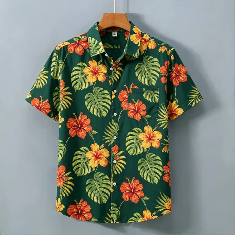 Tropical Fusarium Flower Leaf Printed Short Sleeved Shirt With pockets, Suitable For Tropical Travel And Daily Wear
Tropical Fusarium Flower Leaf Printed Short Sleeved Shirt With pockets, Suitable For Tropical Travel And Daily Wear