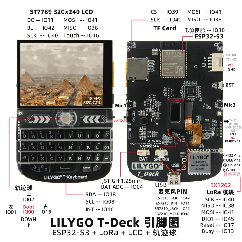 LILYGO ® T-Deck ESP32-S3 LoRa Module 2.8-inch Touch Screen WiFi Bluetooth Development Board
LILYGO ® T-Deck ESP32-S3 LoRa Module 2.8-inch Touch Screen WiFi Bluetooth Development Board