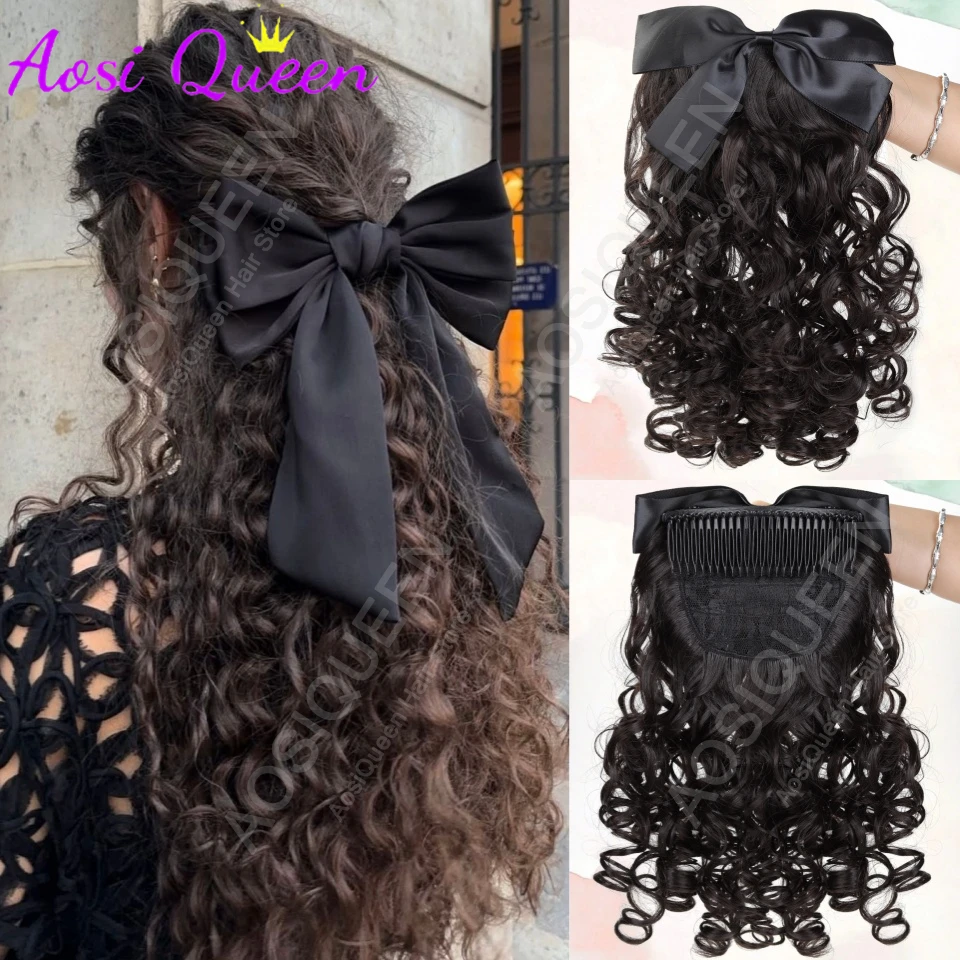 Synthetic Retro Bow Ponytail Curly Hair with Comb Princess Curly Ponytail Natural False Hair Extension Suitable for Women's Dail
Synthetic Retro Bow Ponytail Curly Hair with Comb Princess Curly Ponytail Natural False Hair Extension Suitable for Women's Dail