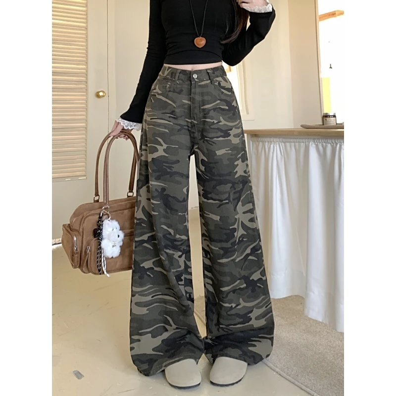 Green Jeans Women Vintage Straight Denim Trouser Camouflage Baggy Big Size Pants Y2K American Streetwear Wide Leg Cargo Jeans
Green Jeans Women Vintage Straight Denim Trouser Camouflage Baggy Big Size Pants Y2K American Streetwear Wide Leg Cargo Jeans