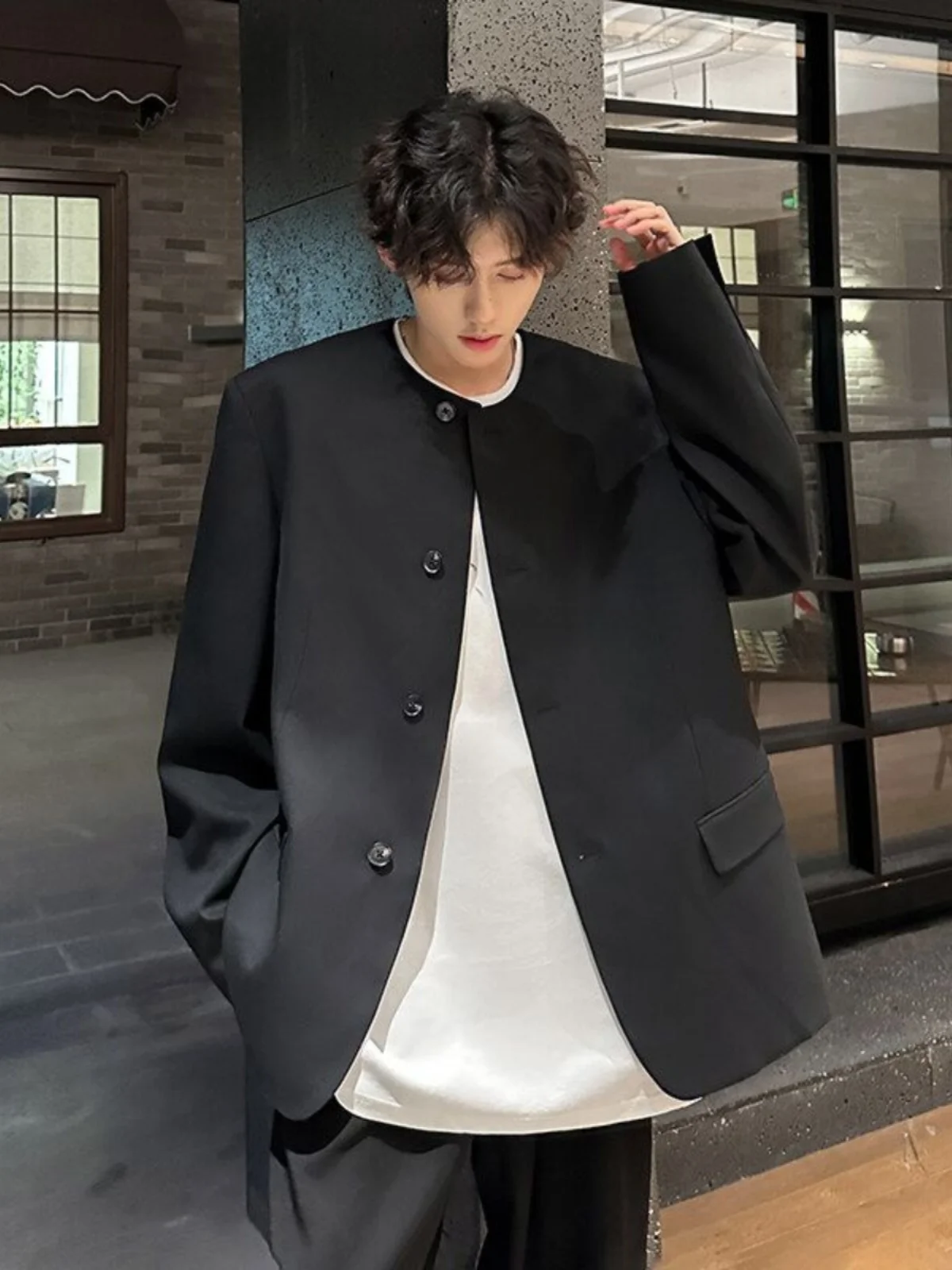 New Chinese Sle Bla Men's Spring Casual Suit Jaet Loose Fit Collarl Outerwear Trendy Single-Breasted Coat
New Chinese Sle Bla Men's Spring Casual Suit Jaet Loose Fit Collarl Outerwear Trendy Single-Breasted Coat