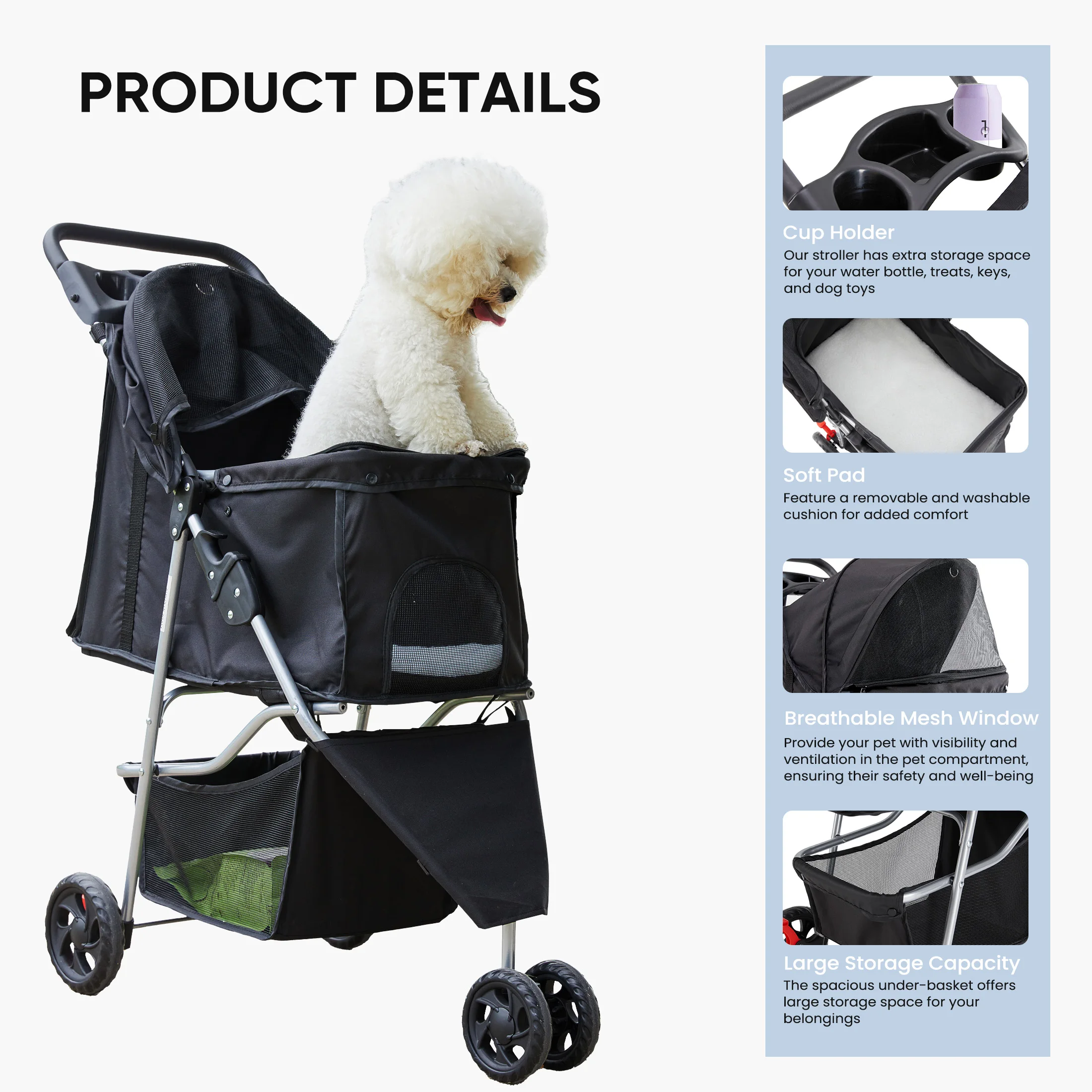 Sturdy Durable Double-layered Pet Stroller for Outdoor Travel Foldable Portable Large-capacity Breathable Cat Dog Pet Stroller
Sturdy Durable Double-layered Pet Stroller for Outdoor Travel Foldable Portable Large-capacity Breathable Cat Dog Pet Stroller
