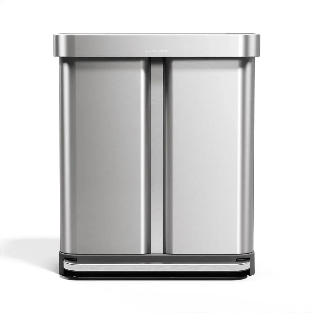 58 Liter Dual Compartment Rectangular Soft Close Recycling Step Kitchen Trash Can Brushed Stainless Steel
58 Liter Dual Compartment Rectangular Soft Close Recycling Step Kitchen Trash Can Brushed Stainless Steel