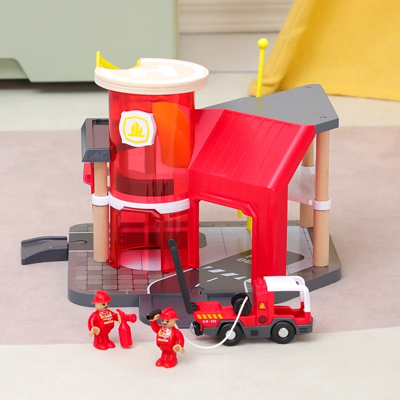 Fire station game scene children's train toy track accessories track game scene compatible with wooden track educational toys
Fire station game scene children's train toy track accessories track game scene compatible with wooden track educational toys