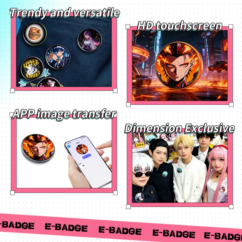 Lenovo New Smart Dynamic E-badge 1.5-inch Touchscreen Animated Brooch Transfer Photos GIFs Animations Videos Otaku Fans Gift
Lenovo New Smart Dynamic E-badge 1.5-inch Touchscreen Animated Brooch Transfer Photos GIFs Animations Videos Otaku Fans Gift