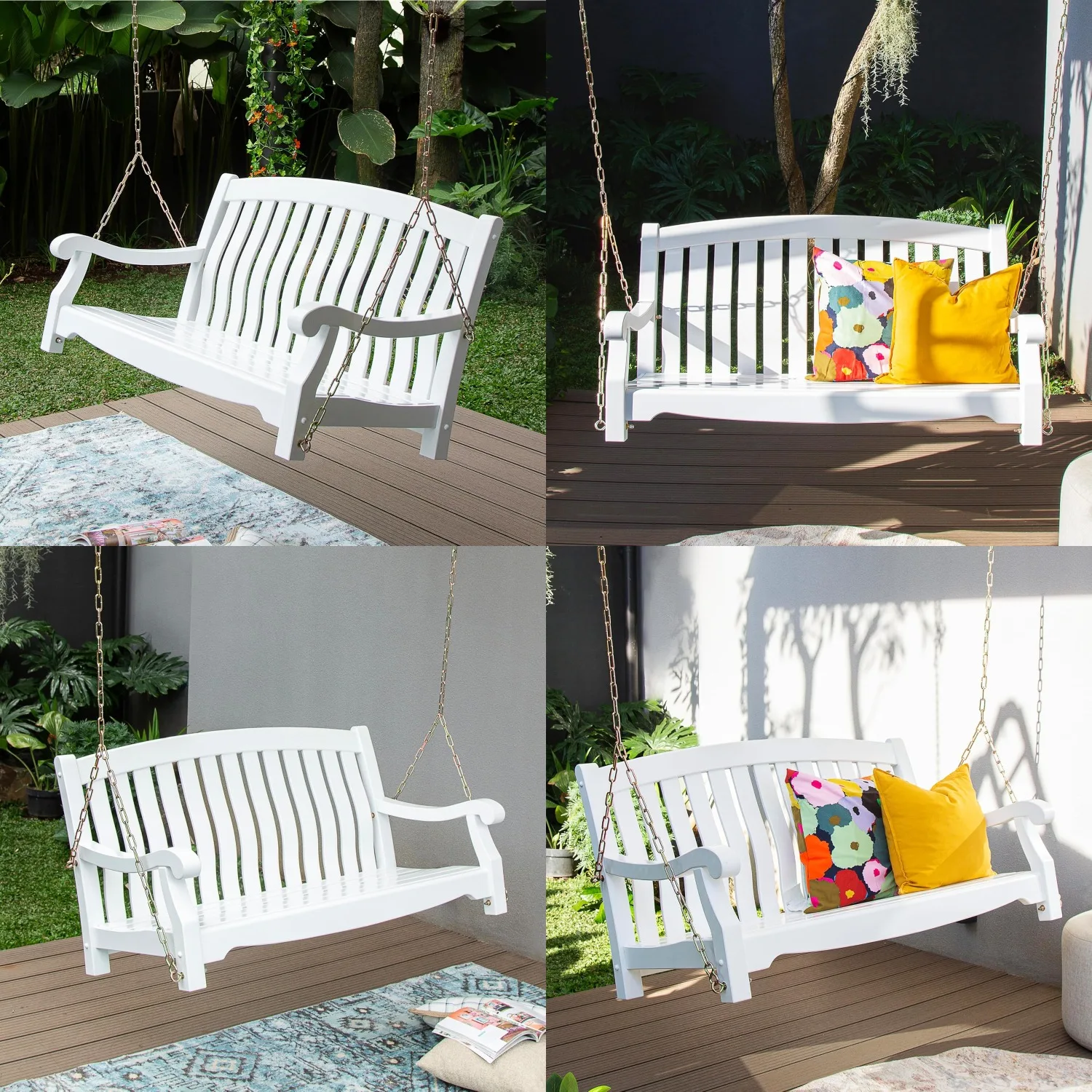 Mahogany Wood Porch Swing White Durable Outdoor Weather-Resistant Hanging Patio Garden Deck Relaxation, Customized
Mahogany Wood Porch Swing White Durable Outdoor Weather-Resistant Hanging Patio Garden Deck Relaxation, Customized