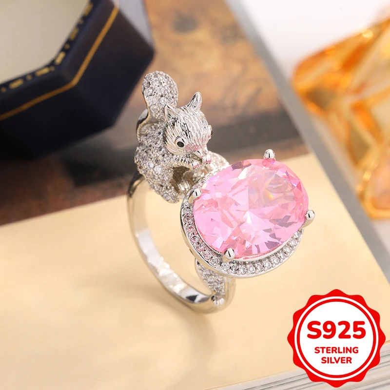Элегантное натуральное серебро S925, нерегулярное кольцо с изображением белки, мертвого дома, овальное кольцо с розовым бриллиантом, женский подарок на день Святого Валентина, ювелирные изделия
Элегантное натуральное серебро S925, нерегулярное кольцо с изображением белки, мертвого дома, овальное кольцо с розовым бриллиантом, женский подарок на день Святого Валентина, ювелирные изделия