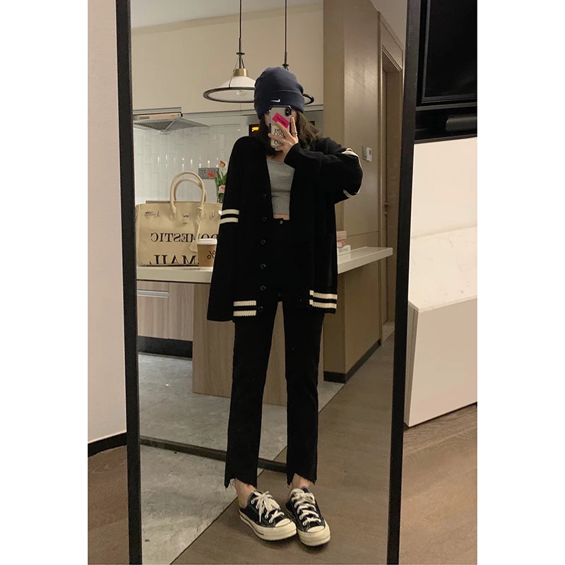 Oversize Sweater Cardigan Thiened Bla Contrast Color Details Embroidery Loose Fit Comfortable Spring Faion Women's Knit...
Oversize Sweater Cardigan Thiened Bla Contrast Color Details Embroidery Loose Fit Comfortable Spring Faion Women's Knit...