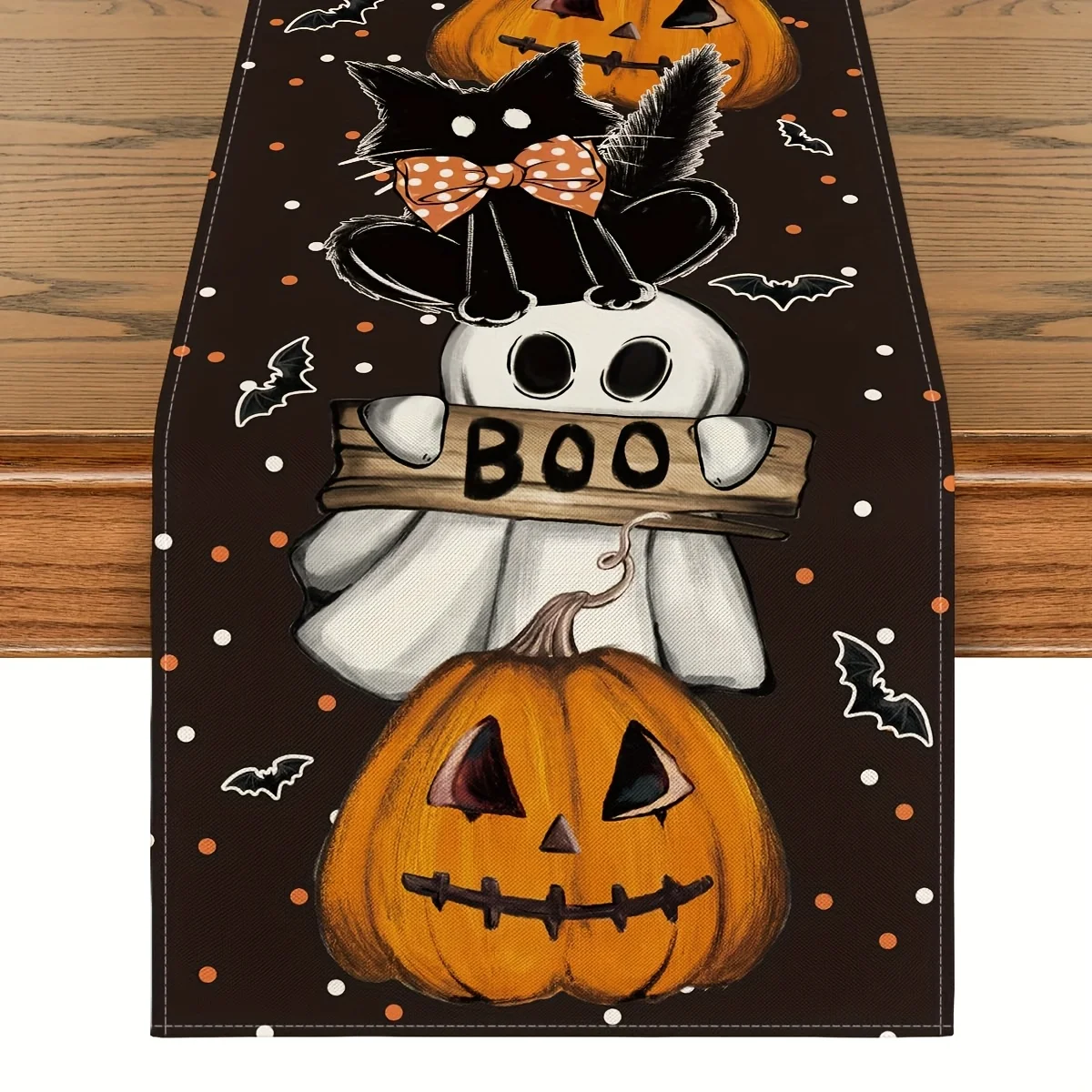 Halloween Ghost Table Runner Polka Dot Ghost Pumpkin Cat Boo Holiday Kitchen Dining Table Decor for Home Party Decor 13x72 Inch
Halloween Ghost Table Runner Polka Dot Ghost Pumpkin Cat Boo Holiday Kitchen Dining Table Decor for Home Party Decor 13x72 Inch