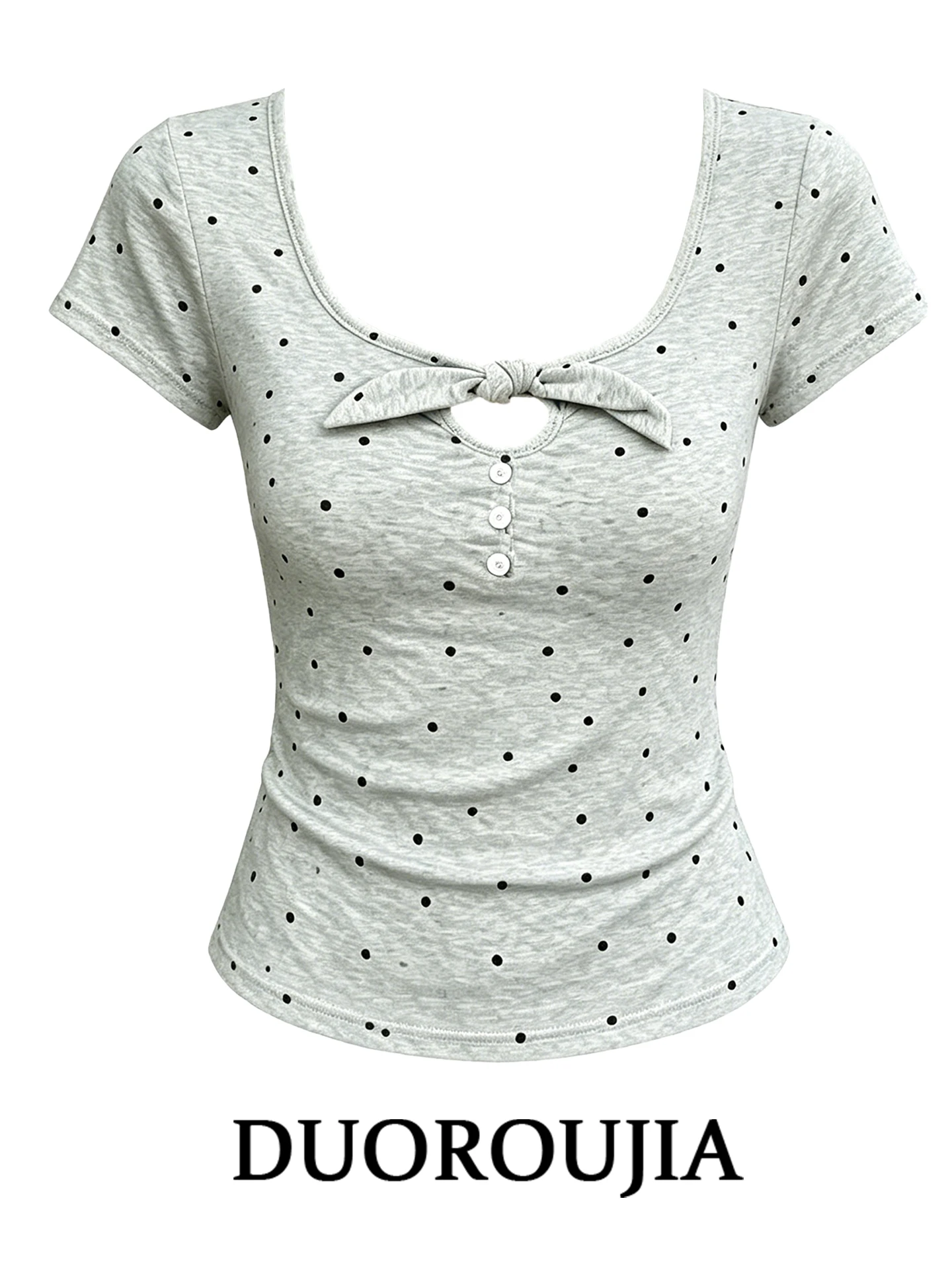 plus Size Polka Dot T-Shirt Women's Summer Casual Style Knot Short Sleeve Top Slimming Effect Korean Style Printed
plus Size Polka Dot T-Shirt Women's Summer Casual Style Knot Short Sleeve Top Slimming Effect Korean Style Printed