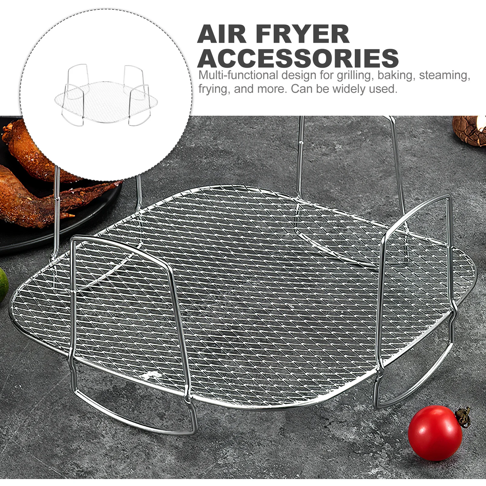Stainless Steel Heat Resistant Air Fryer Grilling Rack Cooking Rack for Multi Functional Kitchen Use Air Fryer Accessory 
Stainless Steel Heat Resistant Air Fryer Grilling Rack Cooking Rack for Multi Functional Kitchen Use Air Fryer Accessory