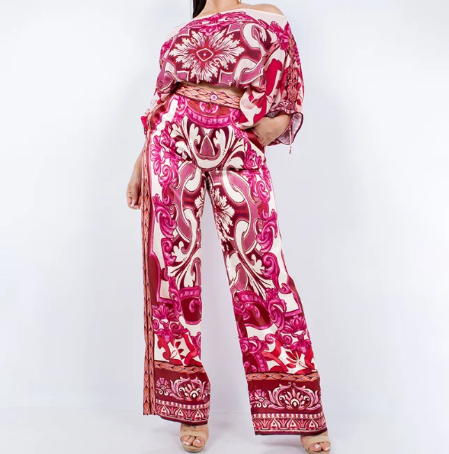 Sets for Women Printed Long Sleeve Off Shoulder T-Shirt & Pants Fashion Set Summer New Fashion Women's Two Piece Trousers Set
Sets for Women Printed Long Sleeve Off Shoulder T-Shirt & Pants Fashion Set Summer New Fashion Women's Two Piece Trousers Set
