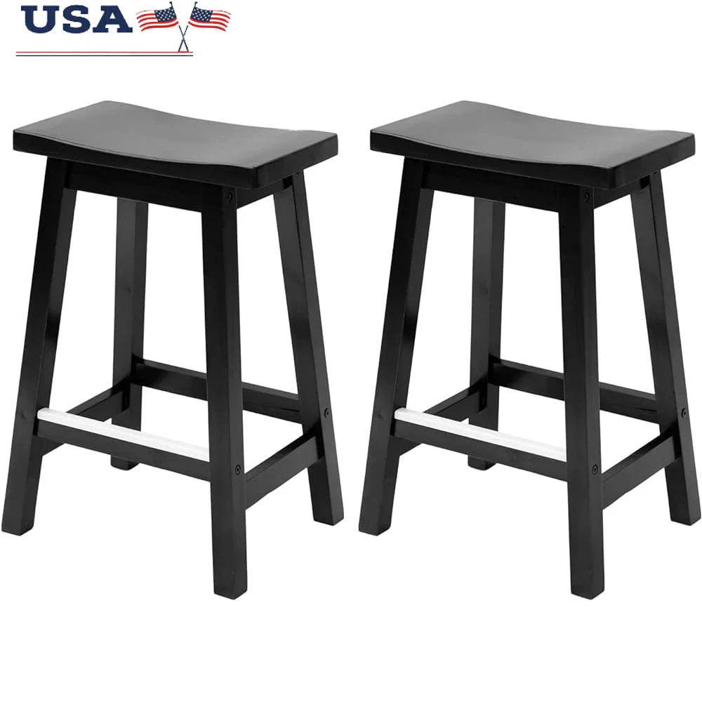 Solid Wood Saddle Bar Stools Set of 2 Kitchen Counter Stools with Metal Footplates Comfortable Footrest Easy Assembly Home Bar
Solid Wood Saddle Bar Stools Set of 2 Kitchen Counter Stools with Metal Footplates Comfortable Footrest Easy Assembly Home Bar