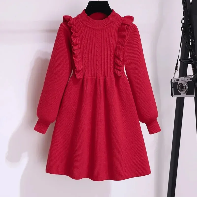 2024 Autumn Winter Teenagers Girls Kids Knit Sweater Dresses Princess lace clothes red new year Christmas 4 5 6 7 8 9 10 11 year
2024 Autumn Winter Teenagers Girls Kids Knit Sweater Dresses Princess lace clothes red new year Christmas 4 5 6 7 8 9 10 11 year